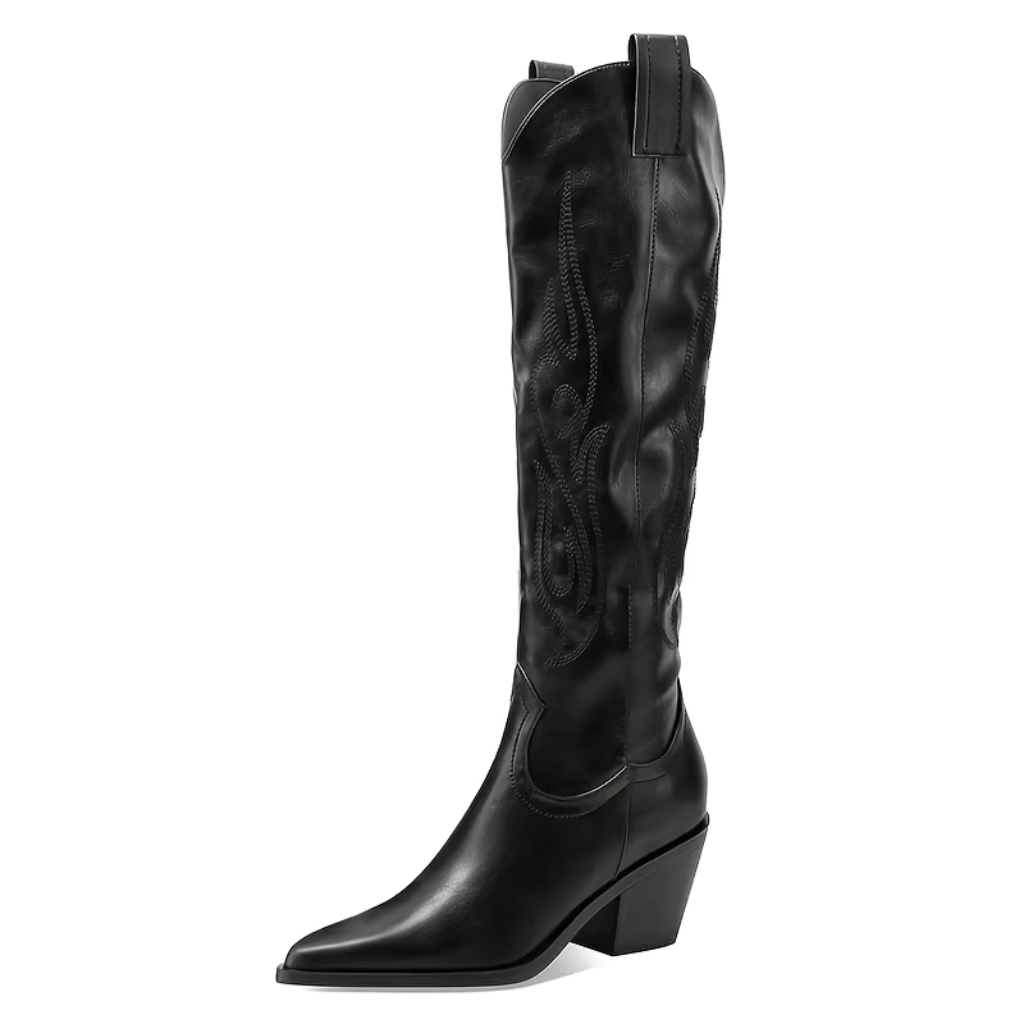 Bota Feminina Texana Preta Cano Longo