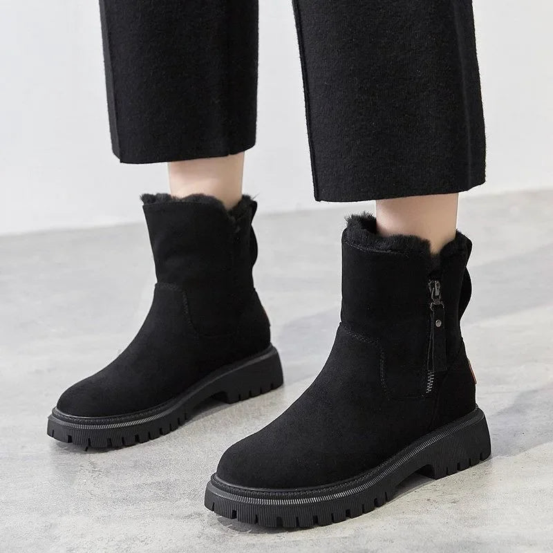 Bota Feminina de Couro Forrada Apricot