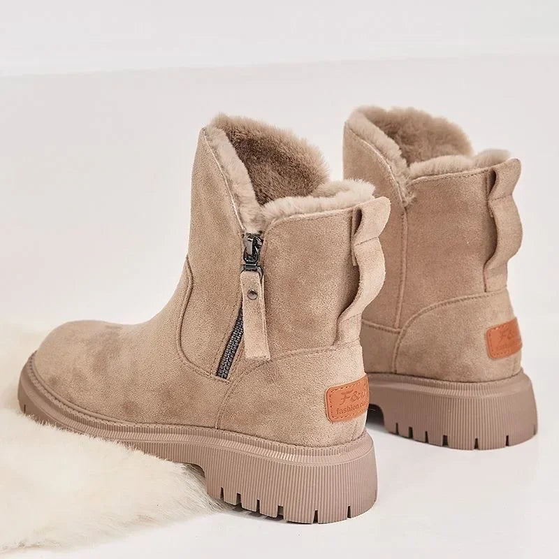 Bota Feminina de Couro Forrada Apricot