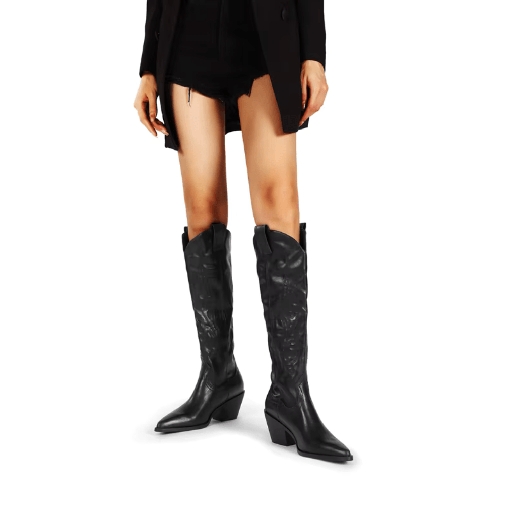Bota Feminina Texana Preta Cano Longo - Kabani