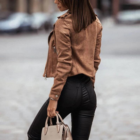 Jaqueta Feminina de Couro Streetwear