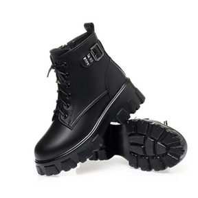 Bota Feminina de Couro Aveludada Fashion