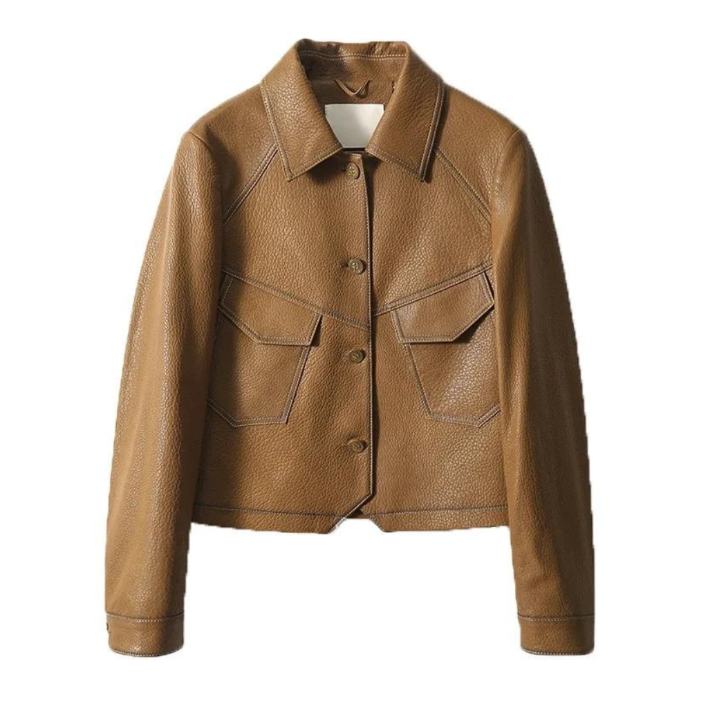 Jaqueta Feminina de Couro Slim Fit