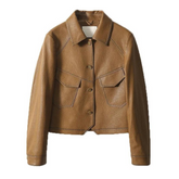 Jaqueta Feminina de Couro Slim Fit