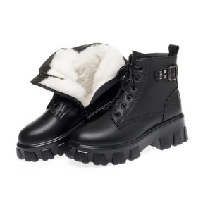 Bota Feminina de Couro Aveludada Fashion