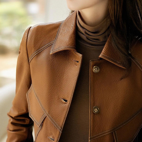 Jaqueta Feminina de Couro Slim Fit