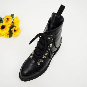 Bota Feminina Coturno de Couro Crimson