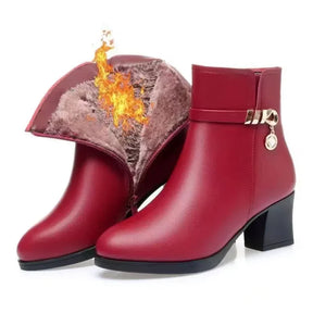 Bota Feminina de Couro Inverno Plus