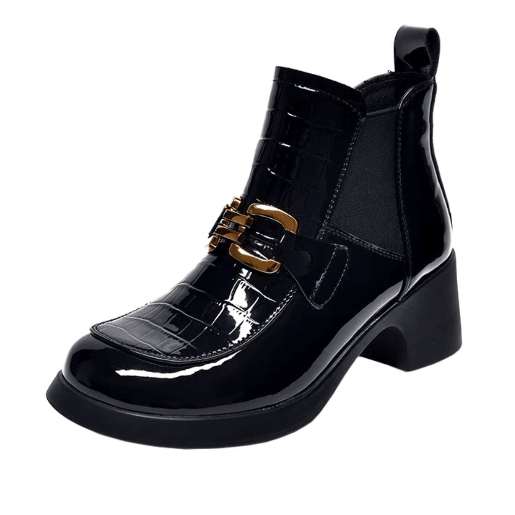 Bota Feminina de Couro Chelsea Preta - Kabani