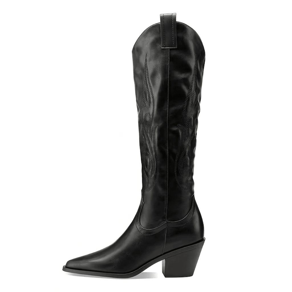 Bota Feminina Texana Preta Cano Longo - Kabani