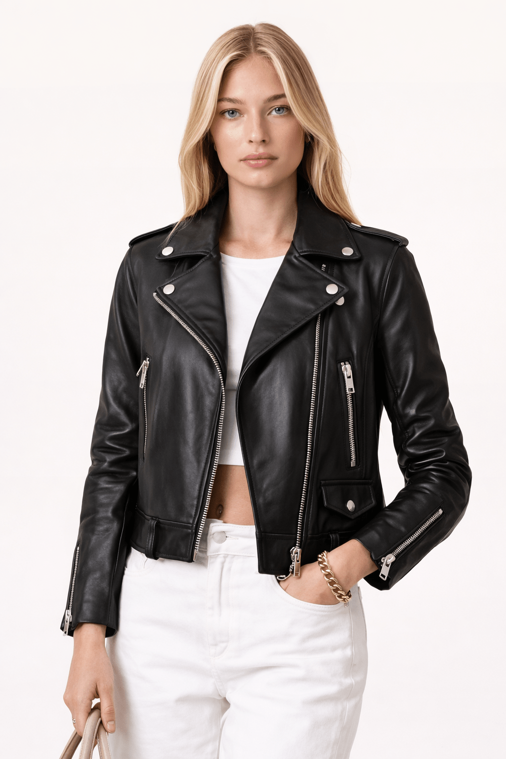 Jaqueta Feminina em Couro Legítimo Outside - Kabani