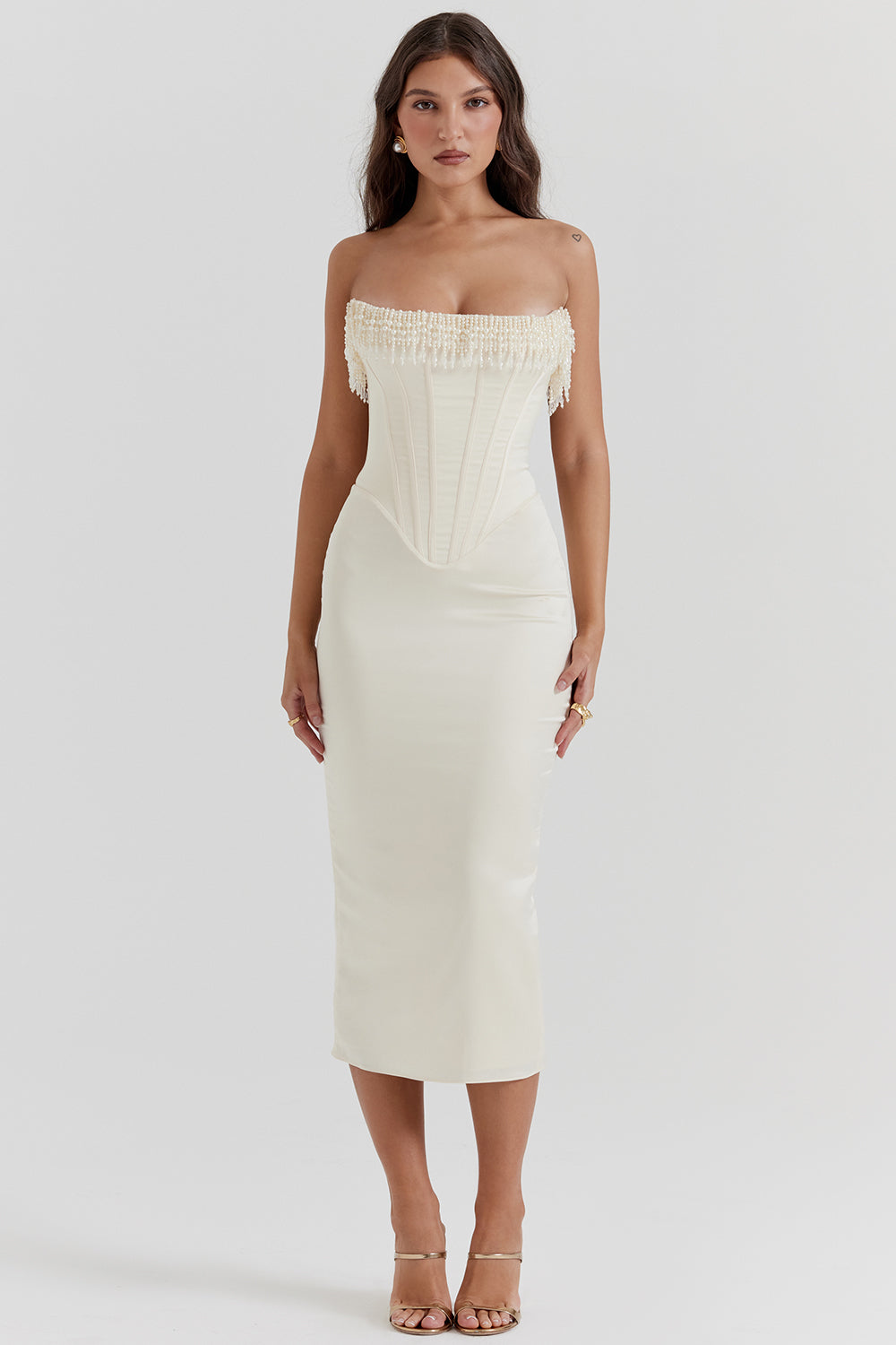 Vestido Midi Corset Luize Branco - Kabani